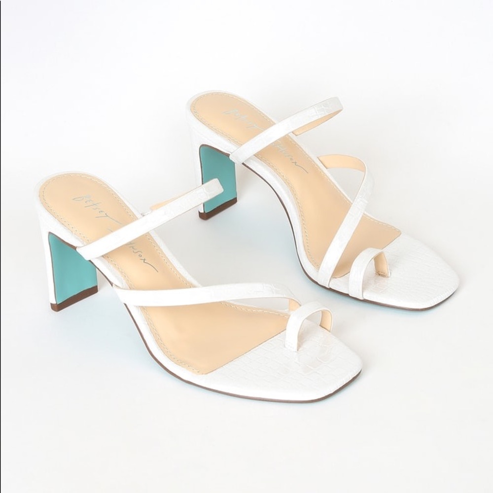 Betsey Johnson White Crocodile Heeled Sandals